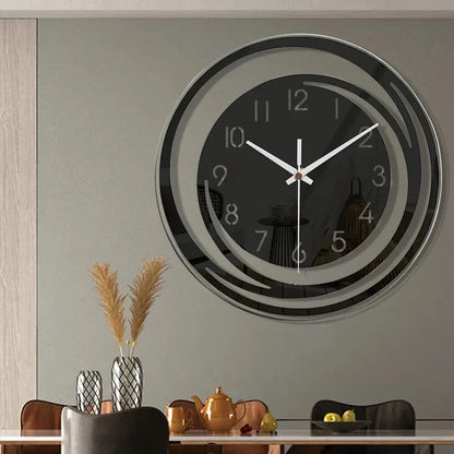 "InfinityGlow Wandklok met stil mechanisme, strak minimalistisch design, elegante look voor moderne interieurs."