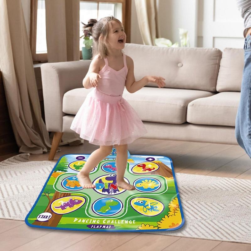 "Interactieve dansmat met LED-licht en muziek; kleurrijk ontwerp voor kinderen; stimuleert beweging en spelplezier."
