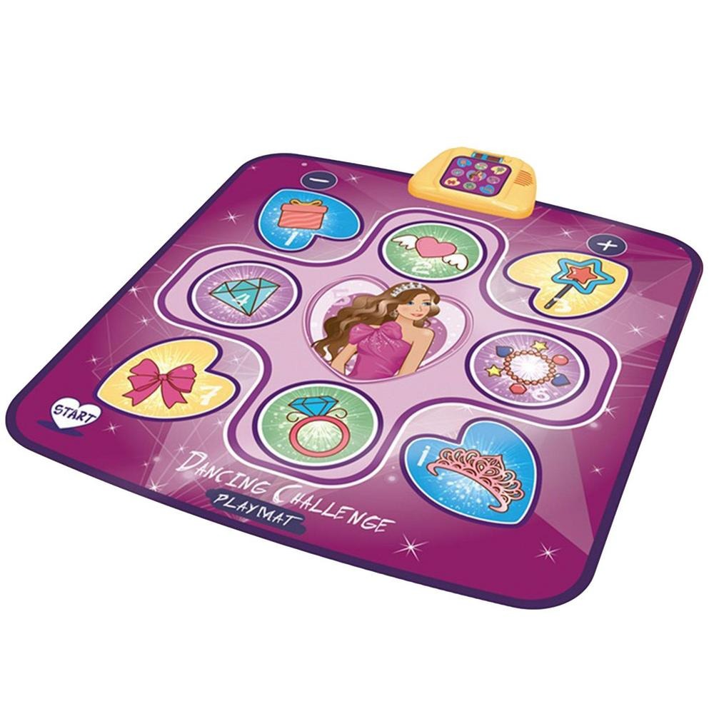 "Interactieve dansmat met LED-licht en muziek; kleurrijk ontwerp voor kinderen; stimuleert beweging en spelplezier."