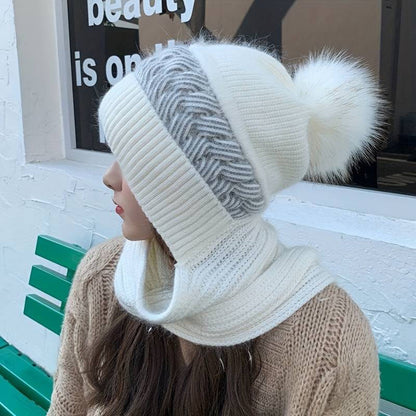 "Jasmijn muts en sjaal set in roze met pompon, zacht nertsfleece voor comfort en stijl, ideaal voor koude dagen."