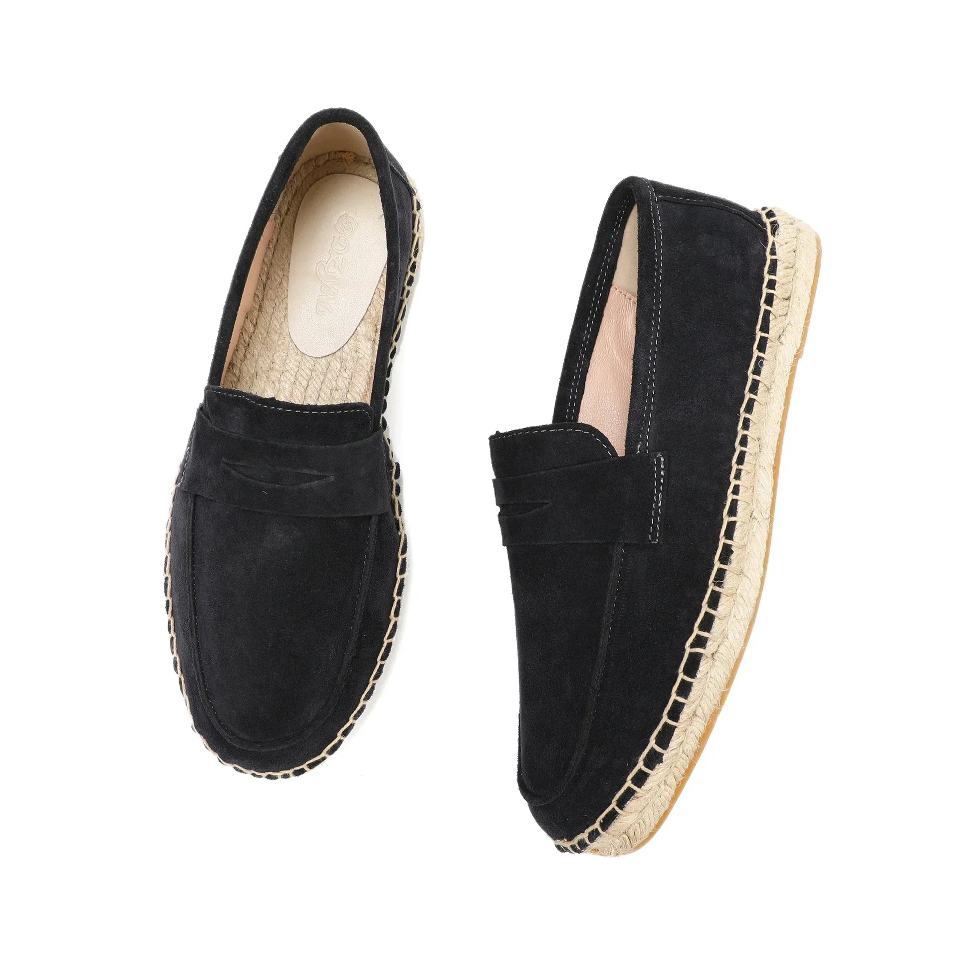 "Jute espadrilles heren, koe suede bovenkant, jute zool, casual stijl, in kleuren bruin, groen, marineblauw, zand."