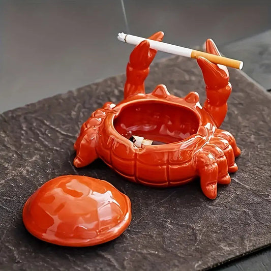 "Keramische krabasbak in krabvorm, uniek decoratief object voor interieur, gemaakt van duurzaam keramiek, speelse flair."