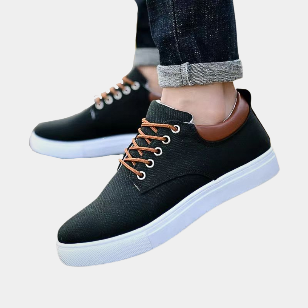 "Khaki herensneakers, orthopedisch ontwerp, comfortabel, stijlvol, ideaal voor casual outfits, extra voetondersteuning."