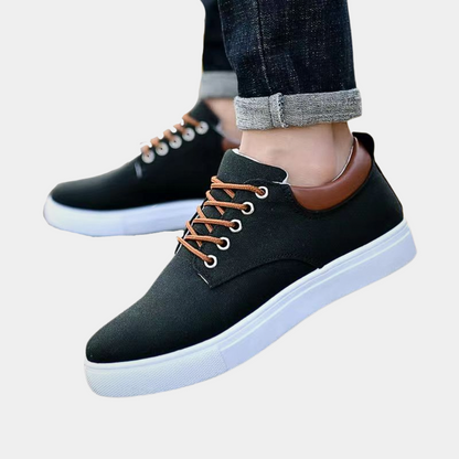 "Khaki herensneakers, orthopedisch ontwerp, comfortabel, stijlvol, ideaal voor casual outfits, extra voetondersteuning."