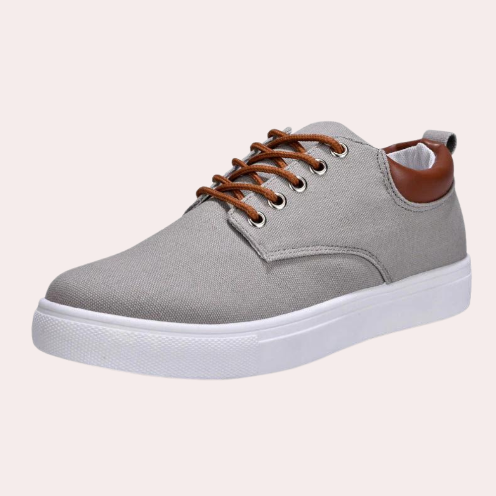 "Khaki herensneakers, orthopedisch ontwerp, comfortabel, stijlvol, ideaal voor casual outfits, extra voetondersteuning."