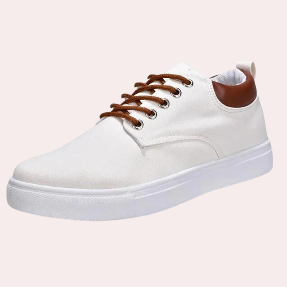 "Khaki herensneakers, orthopedisch ontwerp, comfortabel, stijlvol, ideaal voor casual outfits, extra voetondersteuning."