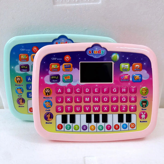 "Kindertablet met interactieve functies, kleurrijk ontwerp, licht en geluid, educatief speelgoed voor kinderen, roze of blauw