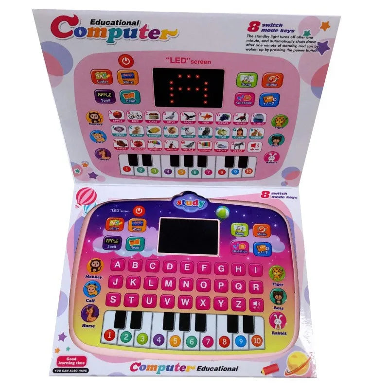 "Kindertablet met interactieve functies, kleurrijk ontwerp, licht en geluid, educatief speelgoed voor kinderen, roze of blauw