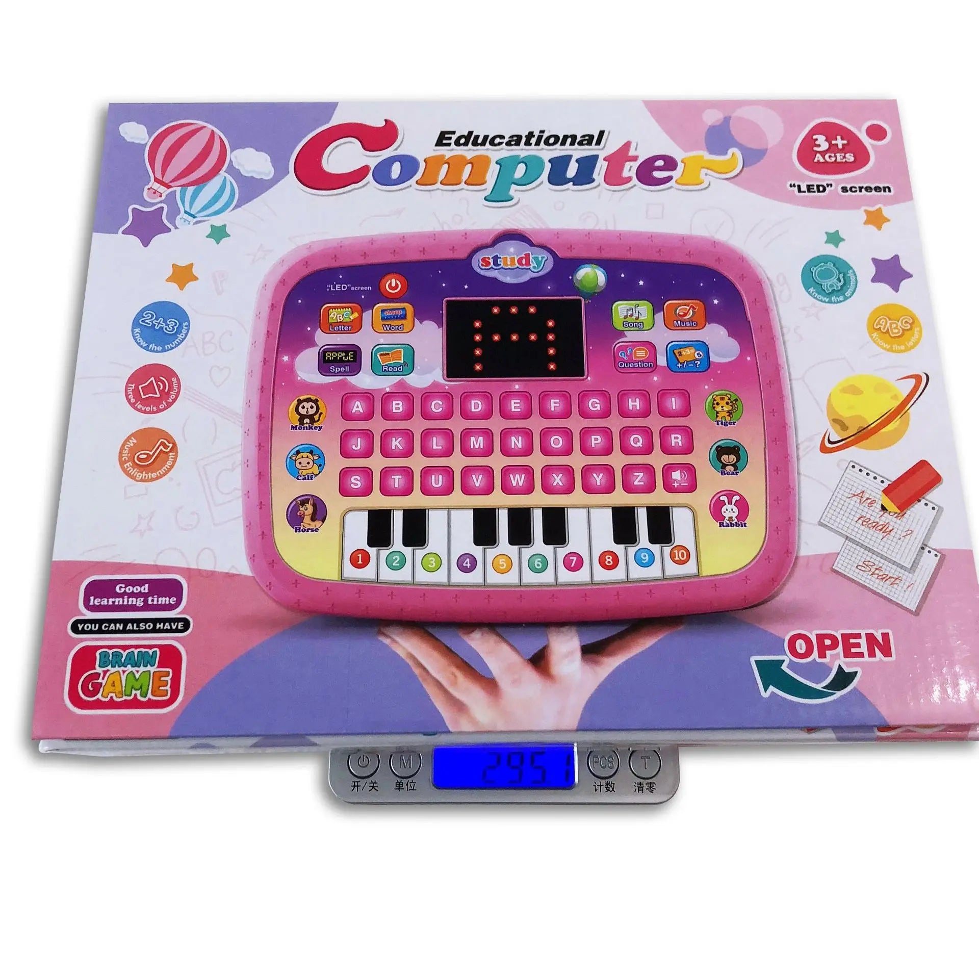 "Kindertablet met interactieve functies, kleurrijk ontwerp, licht en geluid, educatief speelgoed voor kinderen, roze of blauw