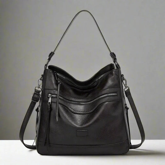 Klassieke retro leren damestas, stijlvol en functioneel, hoogwaardig bruin leer, perfect voor elke gelegenheid.