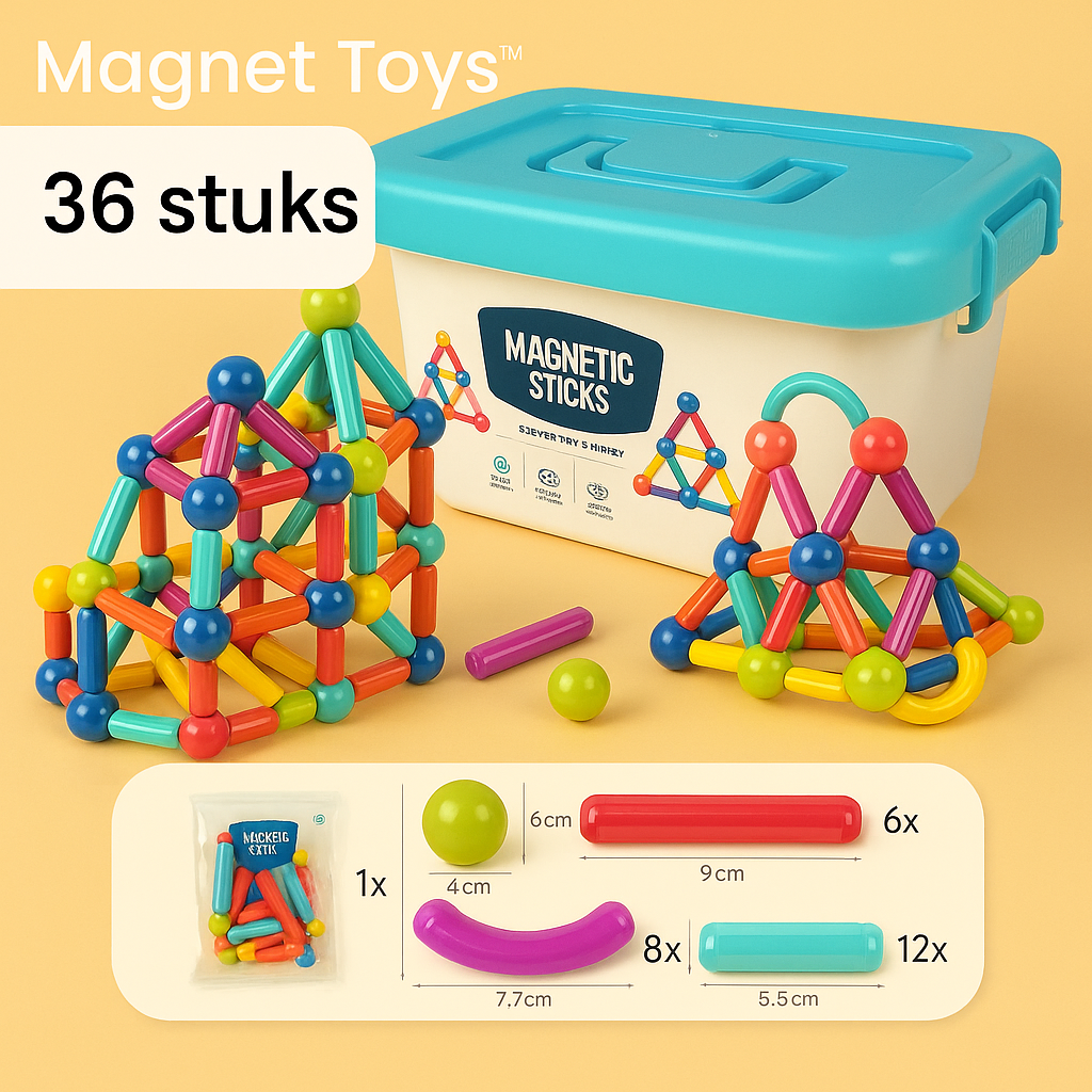 "Kleurrijke magnetische sticks speelset voor kinderen, bevordert creativiteit en probleemoplossende vaardigheden."