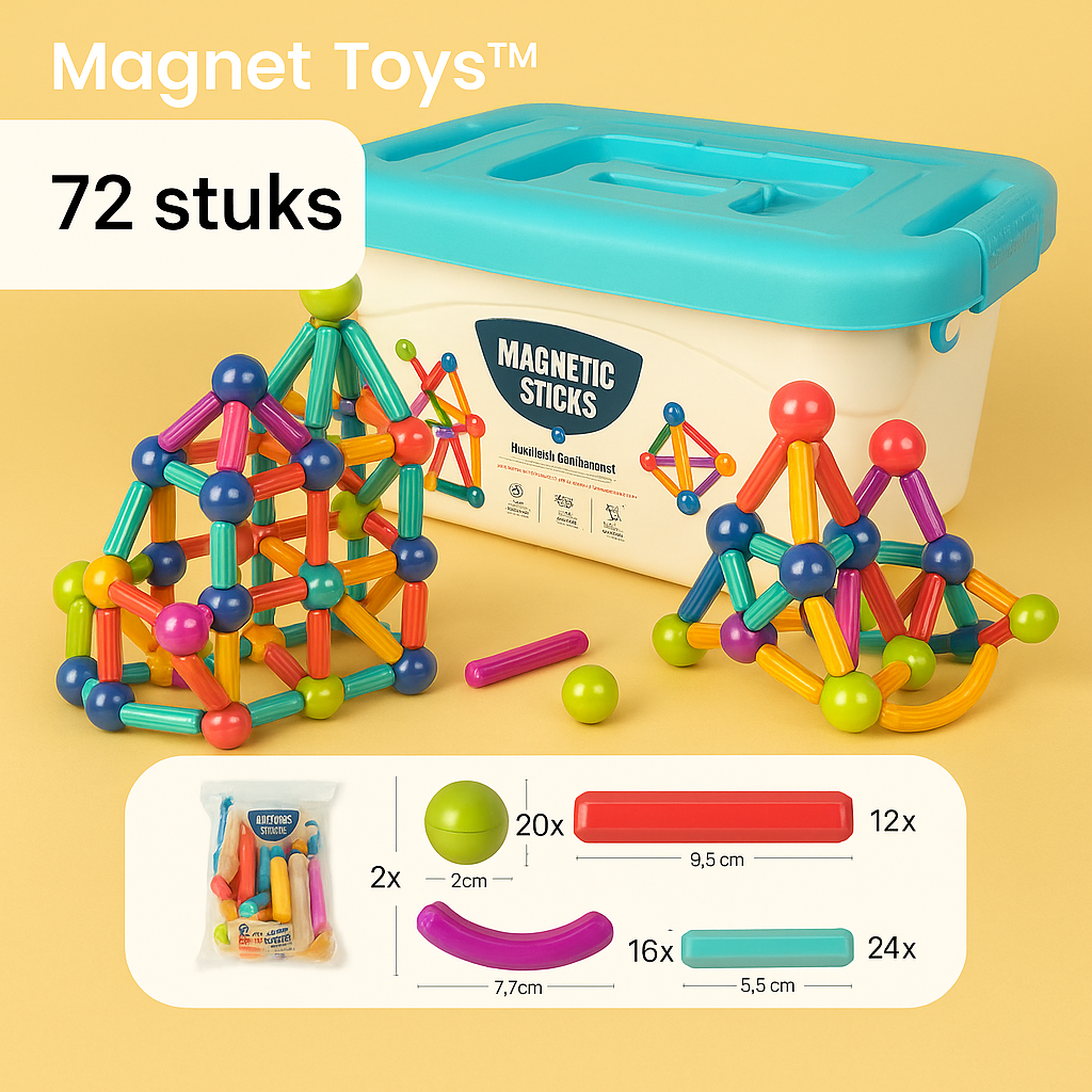 "Kleurrijke magnetische sticks speelset voor kinderen, bevordert creativiteit en probleemoplossende vaardigheden."