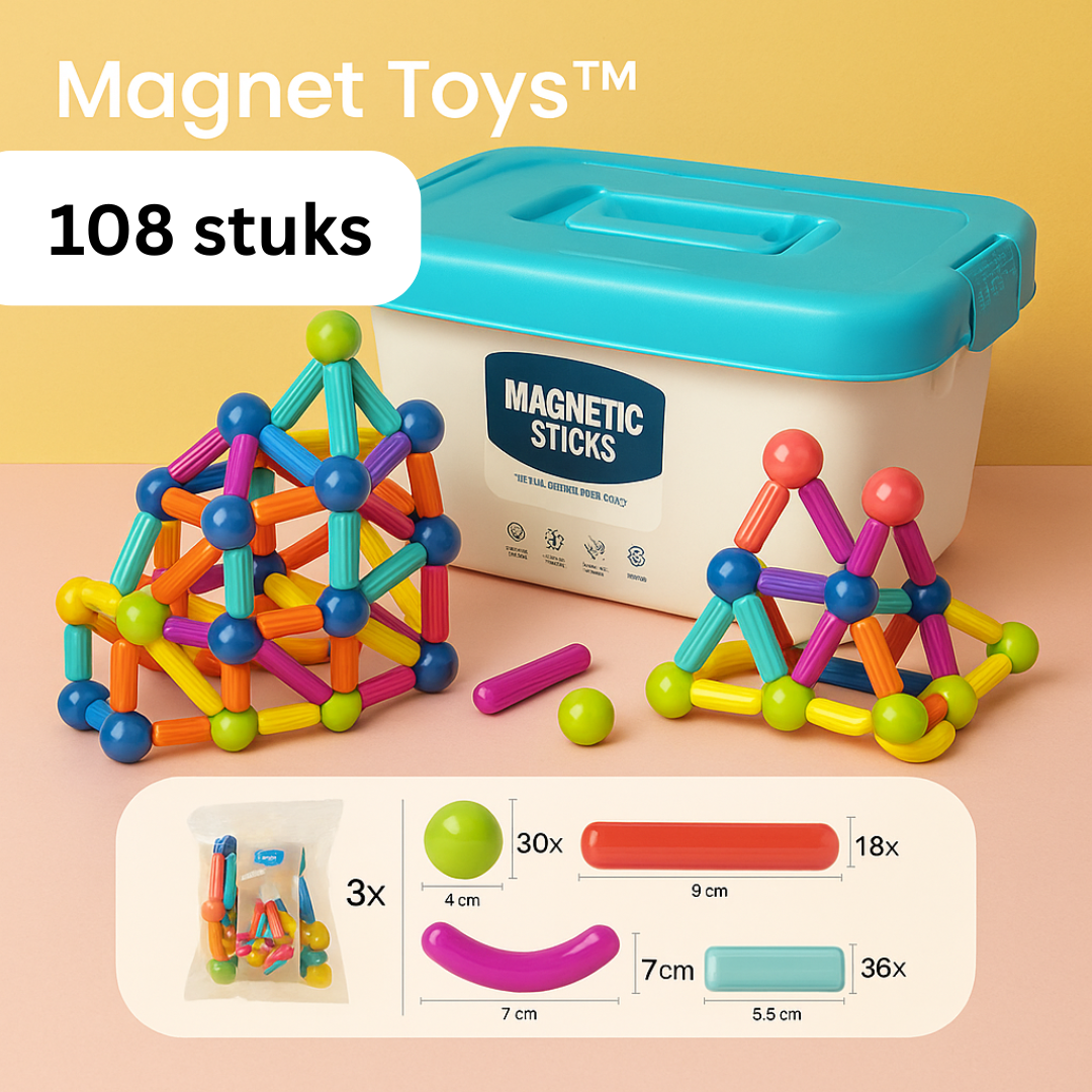 "Kleurrijke magnetische sticks speelset voor kinderen, bevordert creativiteit en probleemoplossende vaardigheden."