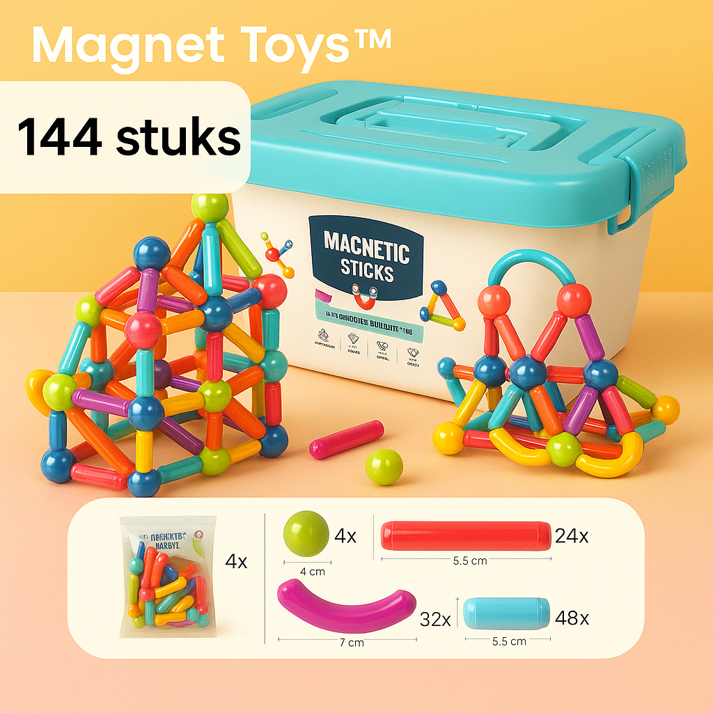 "Kleurrijke magnetische sticks speelset voor kinderen, bevordert creativiteit en probleemoplossende vaardigheden."