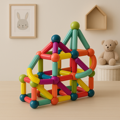 "Kleurrijke magnetische sticks speelset voor kinderen, bevordert creativiteit en probleemoplossende vaardigheden."