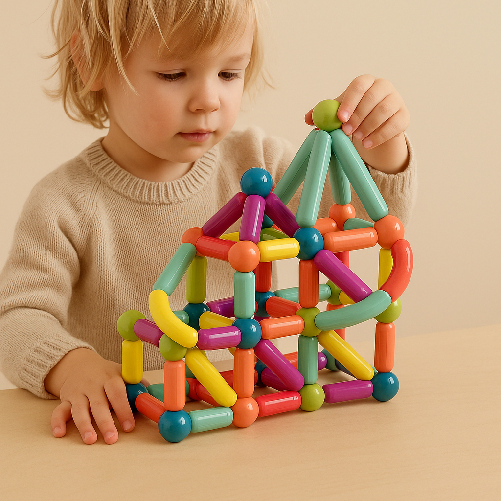 "Kleurrijke magnetische sticks speelset voor kinderen, bevordert creativiteit en probleemoplossende vaardigheden."