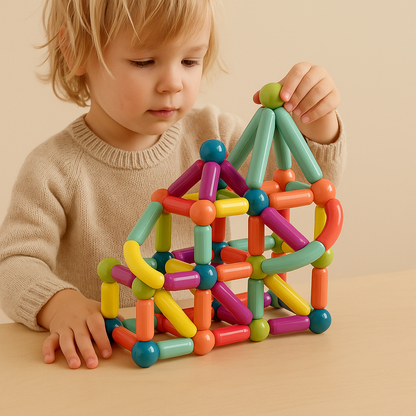 "Kleurrijke magnetische sticks speelset voor kinderen, bevordert creativiteit en probleemoplossende vaardigheden."