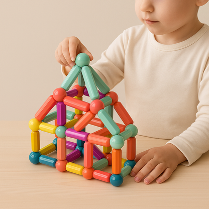 "Kleurrijke magnetische sticks speelset voor kinderen, bevordert creativiteit en probleemoplossende vaardigheden."