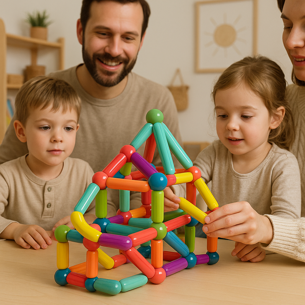 "Kleurrijke magnetische sticks speelset voor kinderen, bevordert creativiteit en probleemoplossende vaardigheden."