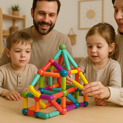 "Kleurrijke magnetische sticks speelset voor kinderen, bevordert creativiteit en probleemoplossende vaardigheden."