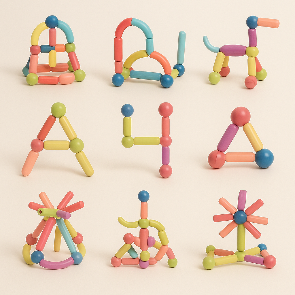 "Kleurrijke magnetische sticks speelset voor kinderen, bevordert creativiteit en probleemoplossende vaardigheden."