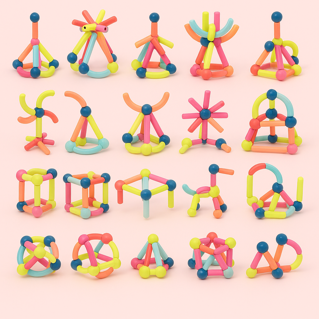 "Kleurrijke magnetische sticks speelset voor kinderen, bevordert creativiteit en probleemoplossende vaardigheden."