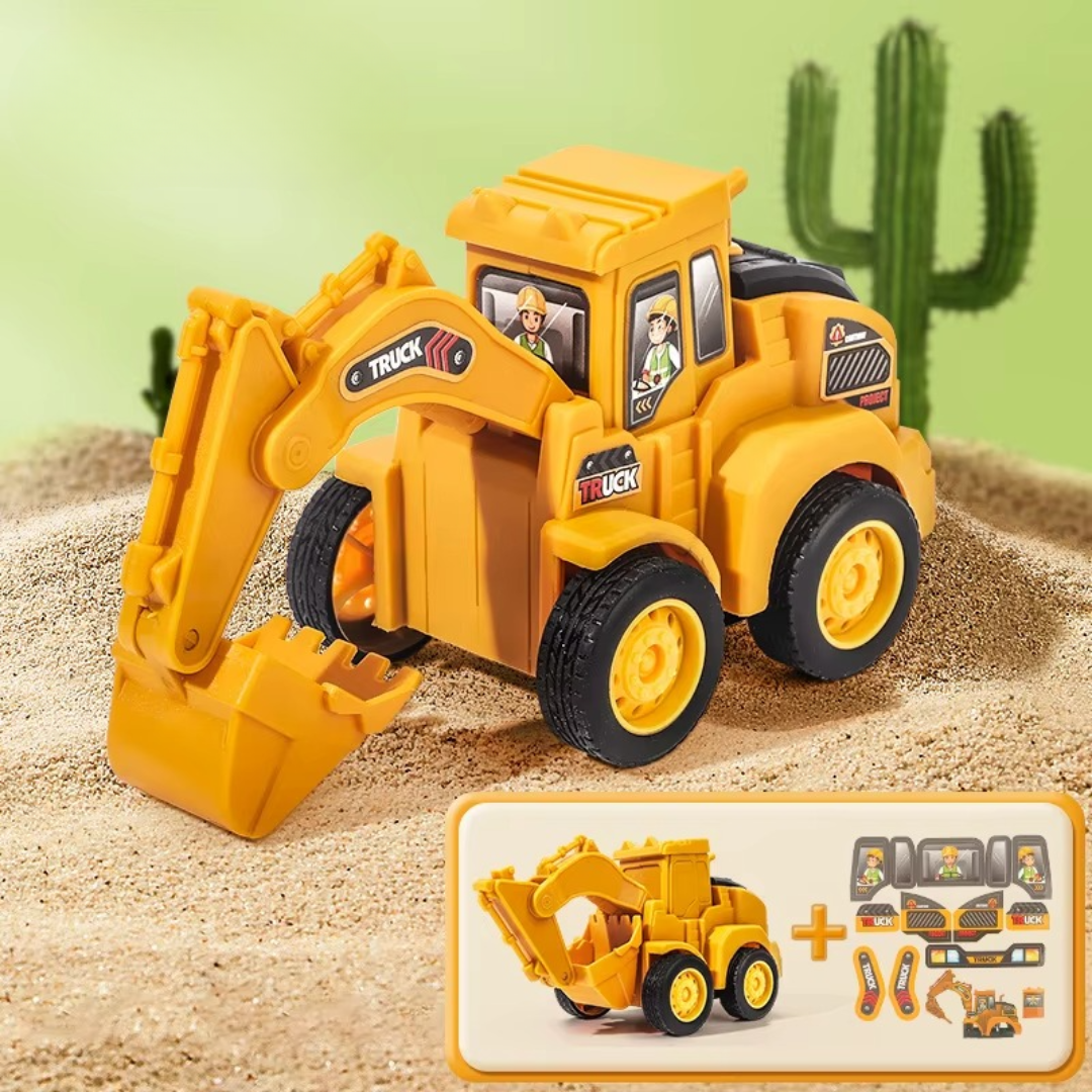 "Kleurrijke speelvoertuigen set met bulldozers en graafmachines, educatief speelgoed voor kinderen, bevordert motoriek."