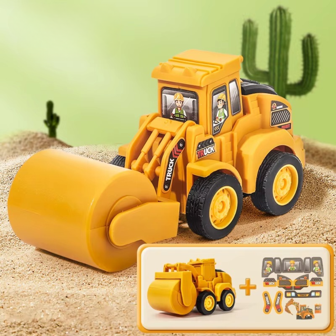 "Kleurrijke speelvoertuigen set met bulldozers en graafmachines, educatief speelgoed voor kinderen, bevordert motoriek."