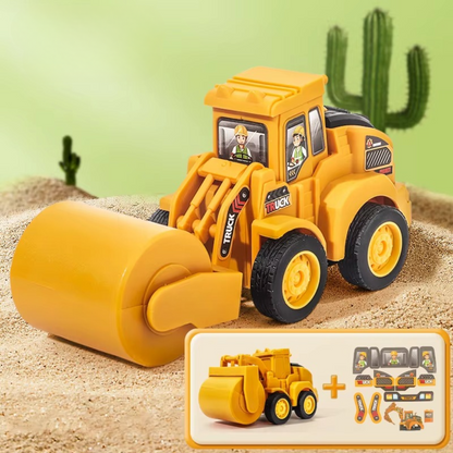 "Kleurrijke speelvoertuigen set met bulldozers en graafmachines, educatief speelgoed voor kinderen, bevordert motoriek."