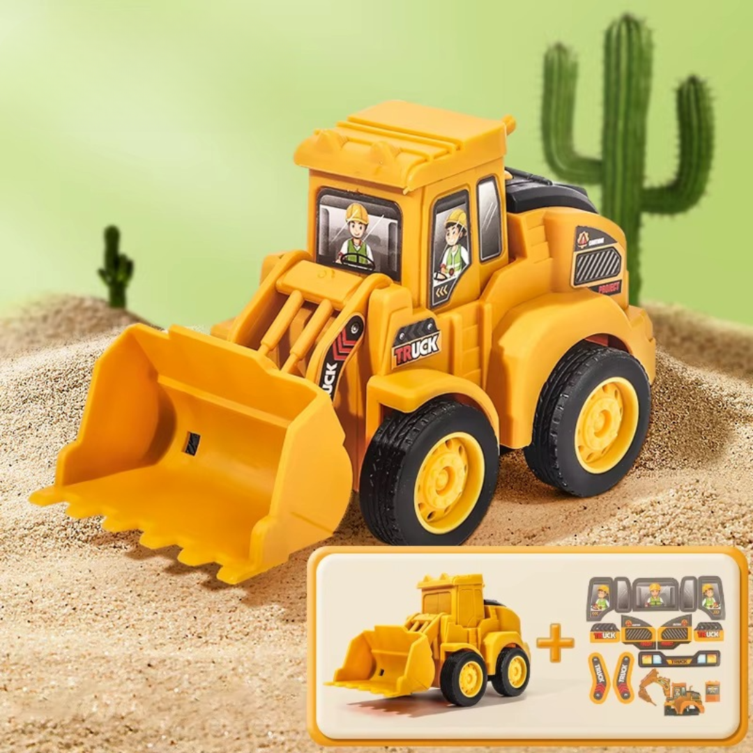 "Kleurrijke speelvoertuigen set met bulldozers en graafmachines, educatief speelgoed voor kinderen, bevordert motoriek."