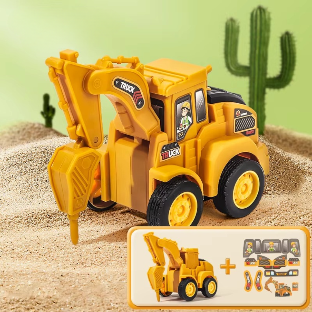 "Kleurrijke speelvoertuigen set met bulldozers en graafmachines, educatief speelgoed voor kinderen, bevordert motoriek."