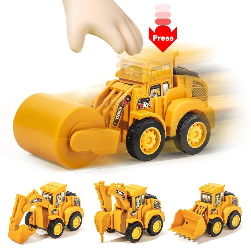 "Kleurrijke speelvoertuigen set met bulldozers en graafmachines, educatief speelgoed voor kinderen, bevordert motoriek."