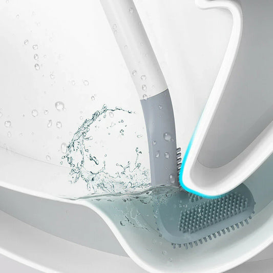 L-vormige toiletborstel met flexibele TPR-borstelharen, innovatief voor hygiëne en stijl, geschikt voor moeilijk bereikbare p