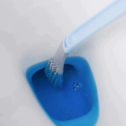 L-vormige toiletborstel met flexibele TPR-borstelharen, innovatief voor hygiëne en stijl, geschikt voor moeilijk bereikbare p