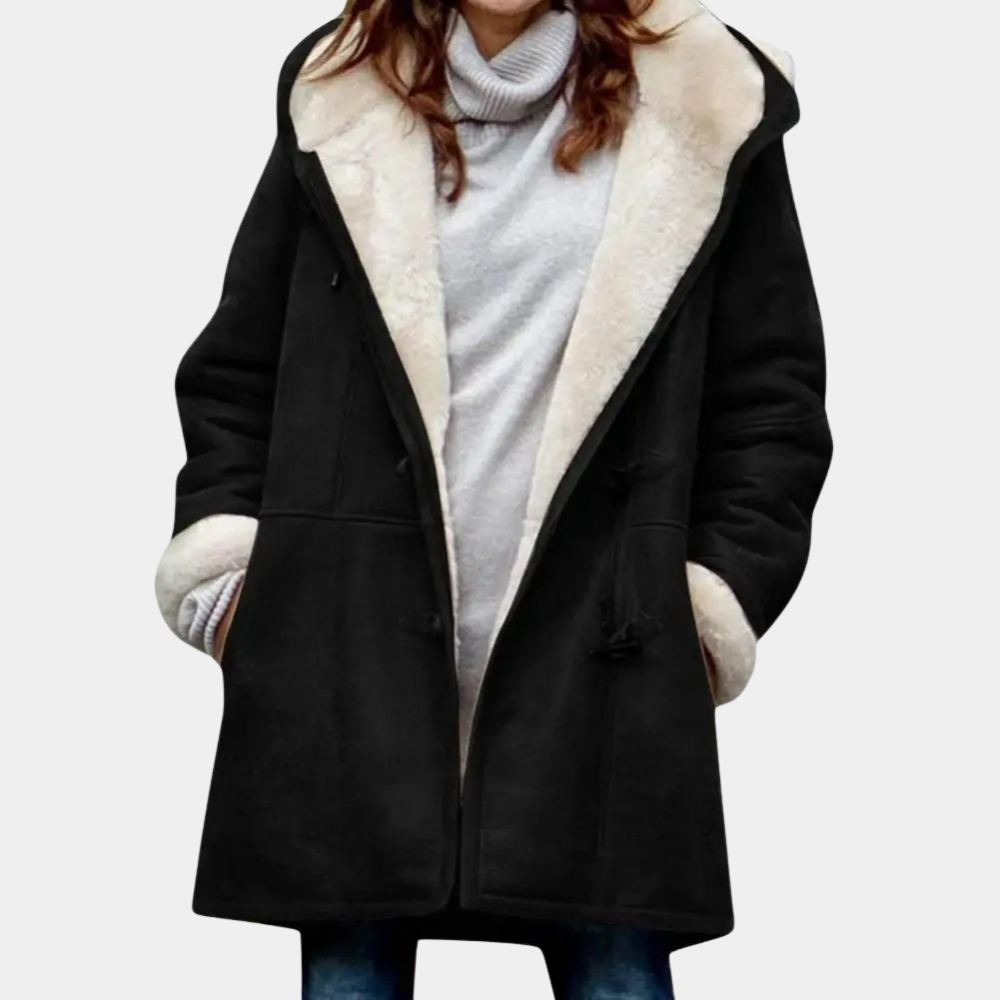 Lange rode winterjas met capuchon voor dames, warm, modieus, ideaal voor koude dagen, stijlvolle keuze.