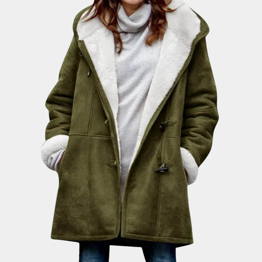 Lange rode winterjas met capuchon voor dames, warm, modieus, ideaal voor koude dagen, stijlvolle keuze.