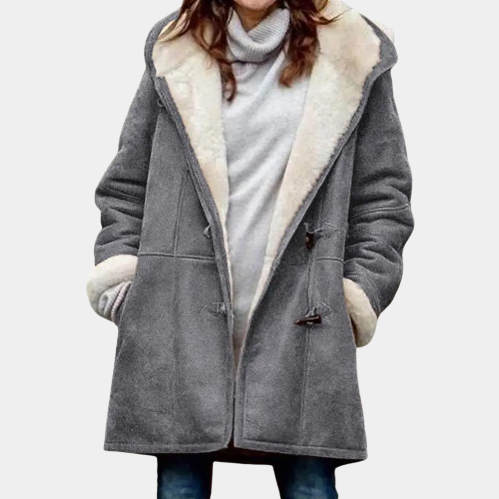 Lange rode winterjas met capuchon voor dames, warm, modieus, ideaal voor koude dagen, stijlvolle keuze.