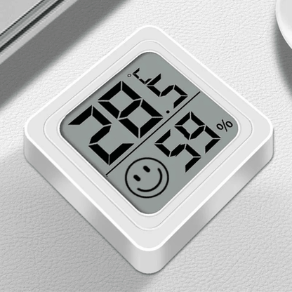 LCD thermometer hygrometer met digitaal scherm, toont temperatuur en luchtvochtigheid, stijlvol voor elk interieur.