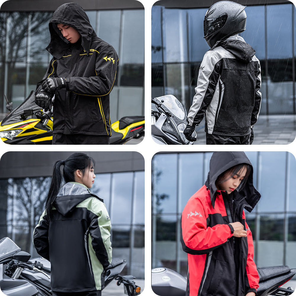 "Lichtgewicht, waterdichte outdoor windjack met reflecterende details, ideaal voor wandelen, zwart, opgevouwen in opbergtas."