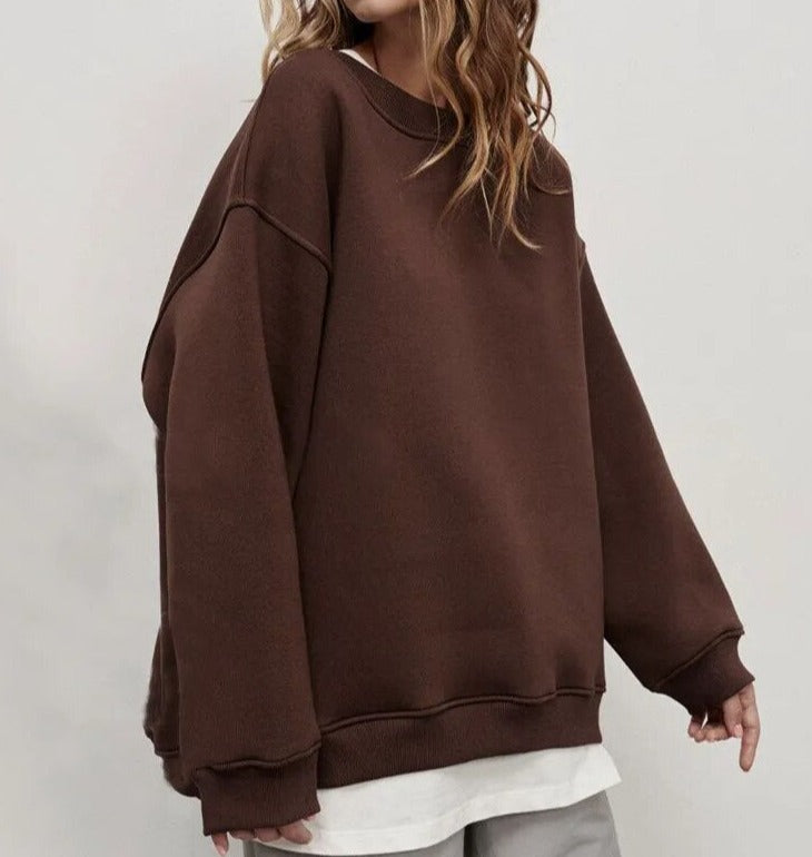 "Liv oversized sweater, lichtgrijs, zachte stof, dameskleding, comfortabele en veelzijdige trui voor elke gelegenheid, trendy