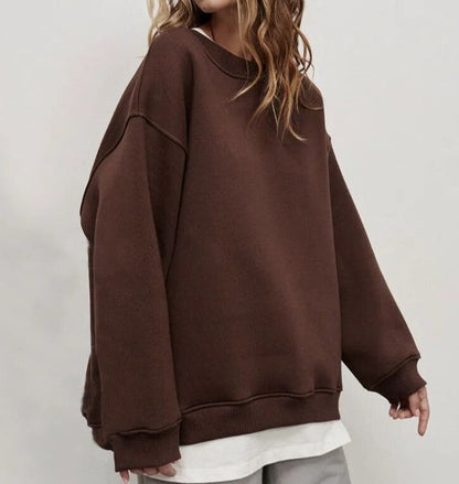 "Liv oversized sweater, lichtgrijs, zachte stof, dameskleding, comfortabele en veelzijdige trui voor elke gelegenheid, trendy
