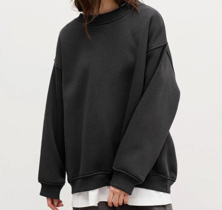 "Liv oversized sweater, lichtgrijs, zachte stof, dameskleding, comfortabele en veelzijdige trui voor elke gelegenheid, trendy