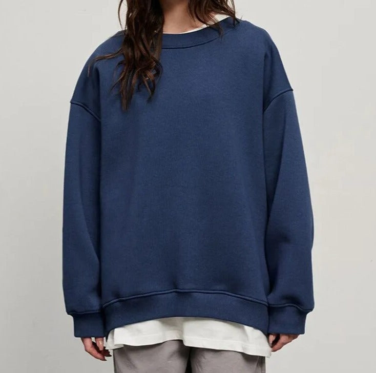 "Liv oversized sweater, lichtgrijs, zachte stof, dameskleding, comfortabele en veelzijdige trui voor elke gelegenheid, trendy