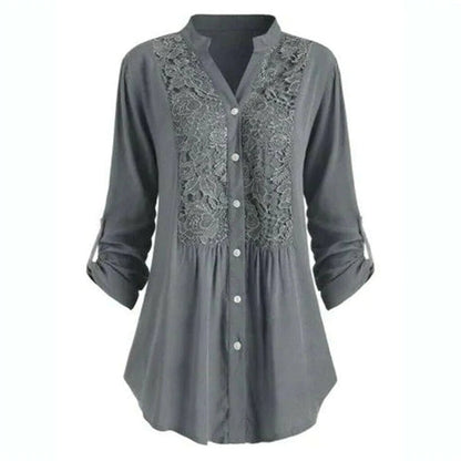 "Luchtige damesblouse met pofmouwen in zomerse stijl, elegante pasvorm, perfect voor casual en formele gelegenheden."