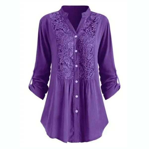 "Luchtige damesblouse met pofmouwen in zomerse stijl, elegante pasvorm, perfect voor casual en formele gelegenheden."