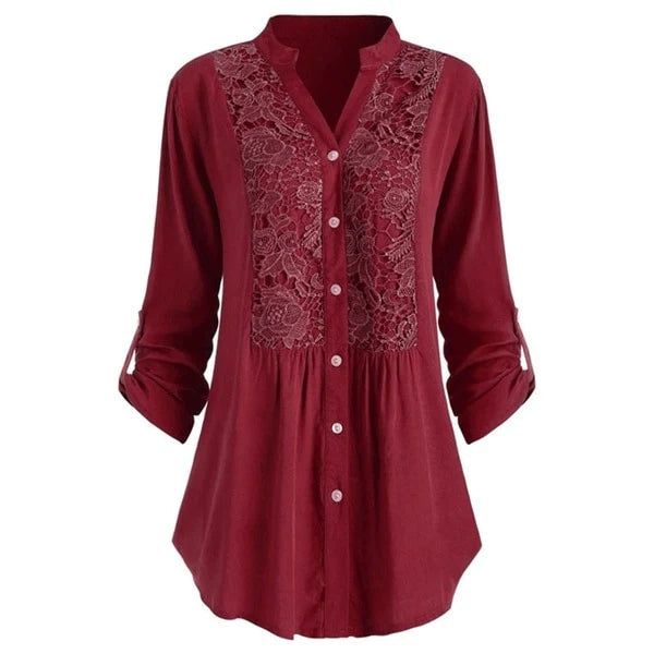 "Luchtige damesblouse met pofmouwen in zomerse stijl, elegante pasvorm, perfect voor casual en formele gelegenheden."