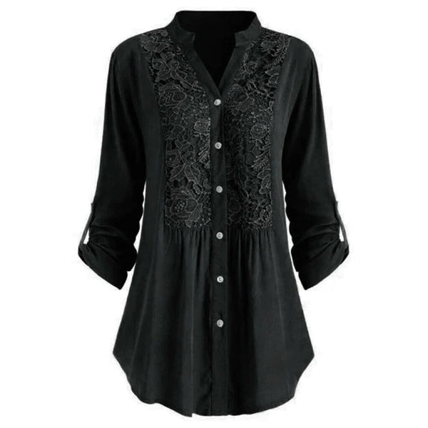 "Luchtige damesblouse met pofmouwen in zomerse stijl, elegante pasvorm, perfect voor casual en formele gelegenheden."