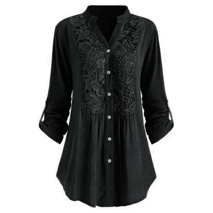 "Luchtige damesblouse met pofmouwen in zomerse stijl, elegante pasvorm, perfect voor casual en formele gelegenheden."