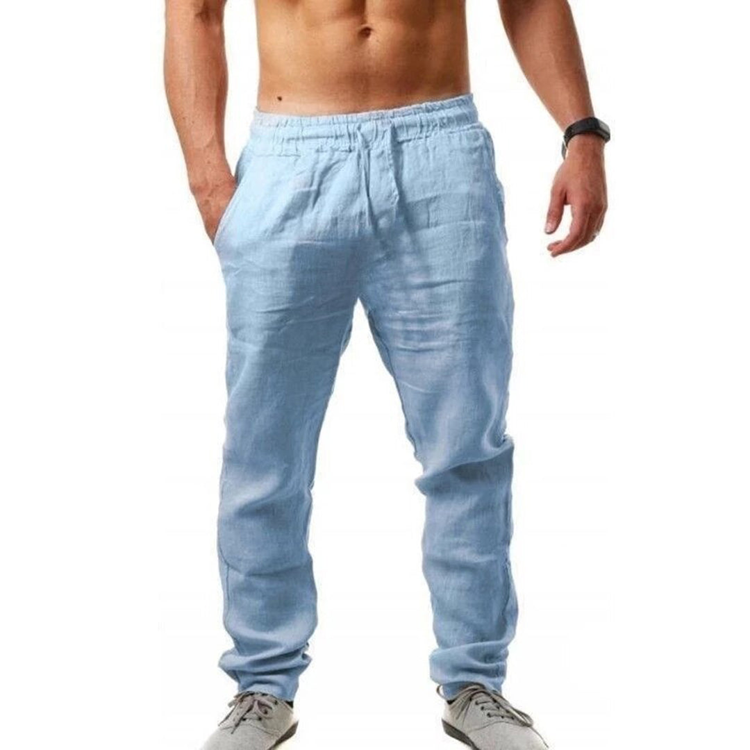 Luchtige linnen herenbroeken in joggerstijl, perfect voor zomer, met comfortabele elastische tailleband, minimalistisch desig