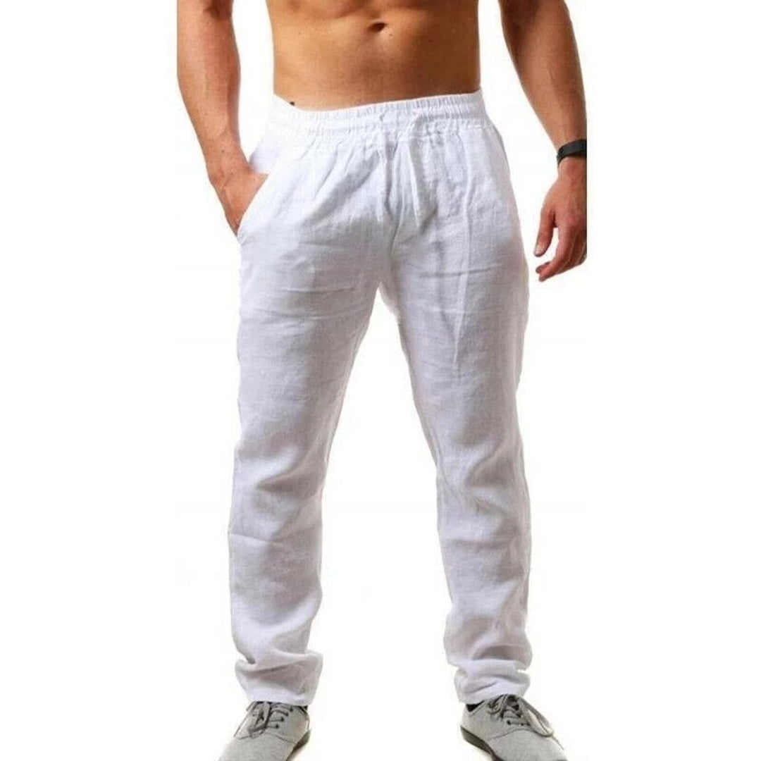 Luchtige linnen herenbroeken in joggerstijl, perfect voor zomer, met comfortabele elastische tailleband, minimalistisch desig